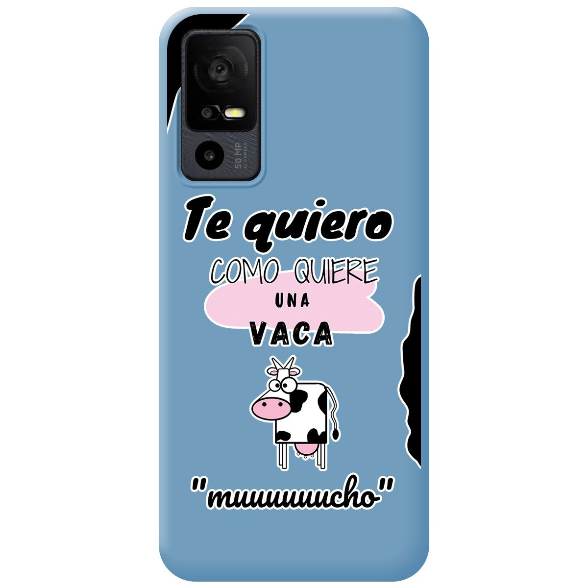 Funda Silicona Líquida Azul para TCL 40 R 5G diseño Vaca Dibujos