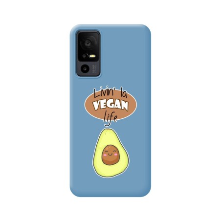 Funda Silicona Líquida Azul para TCL 40 R 5G diseño Vegan Life Dibujos