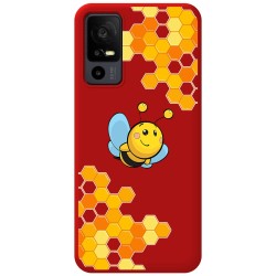 Funda Silicona Líquida Roja para TCL 40 R 5G diseño Abeja Dibujos