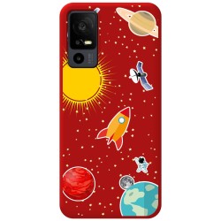 Funda Silicona Líquida Roja para TCL 40 R 5G diseño Espacio Dibujos