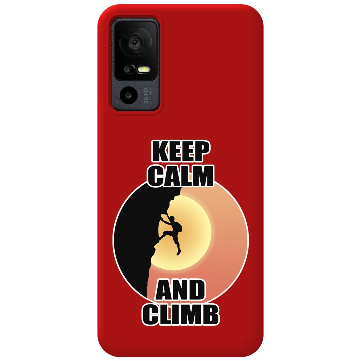 Funda Silicona Líquida Roja para TCL 40 R 5G diseño Hombre Escalada Dibujos