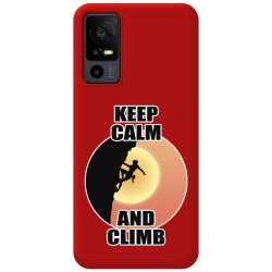 Funda Silicona Líquida Roja para TCL 40 R 5G diseño Mujer Escalada Dibujos