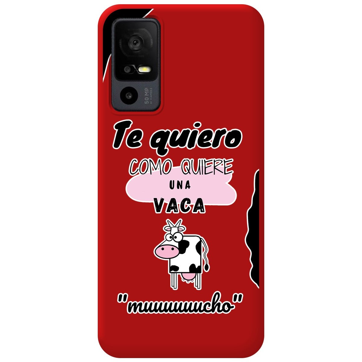 Funda Silicona Líquida Roja para TCL 40 R 5G diseño Vaca Dibujos
