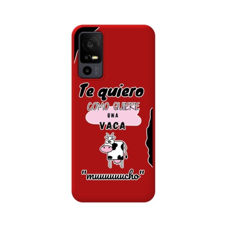 Funda Silicona Líquida Roja para TCL 40 R 5G diseño Vaca Dibujos