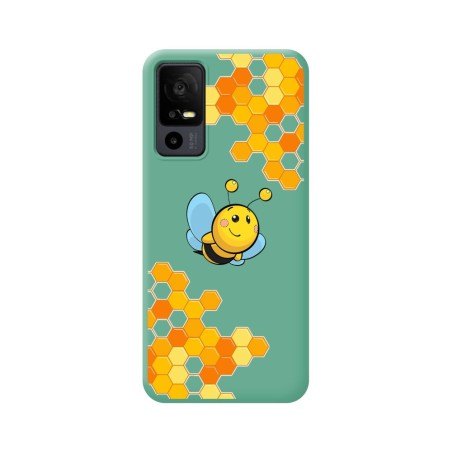 Funda Silicona Líquida Verde para TCL 40 R 5G diseño Abeja Dibujos