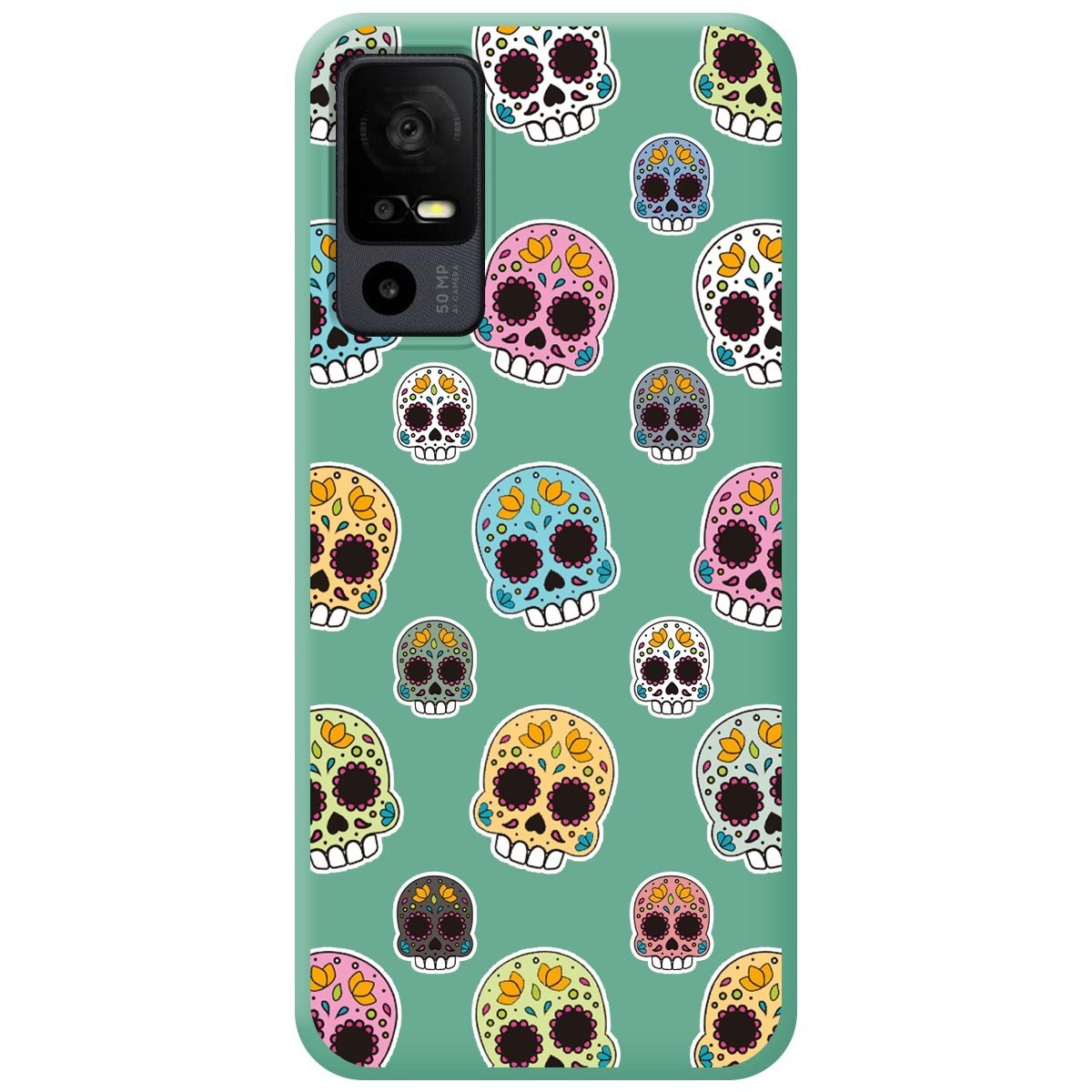 Funda Silicona Líquida Verde para TCL 40 R 5G diseño Catrina Dibujos