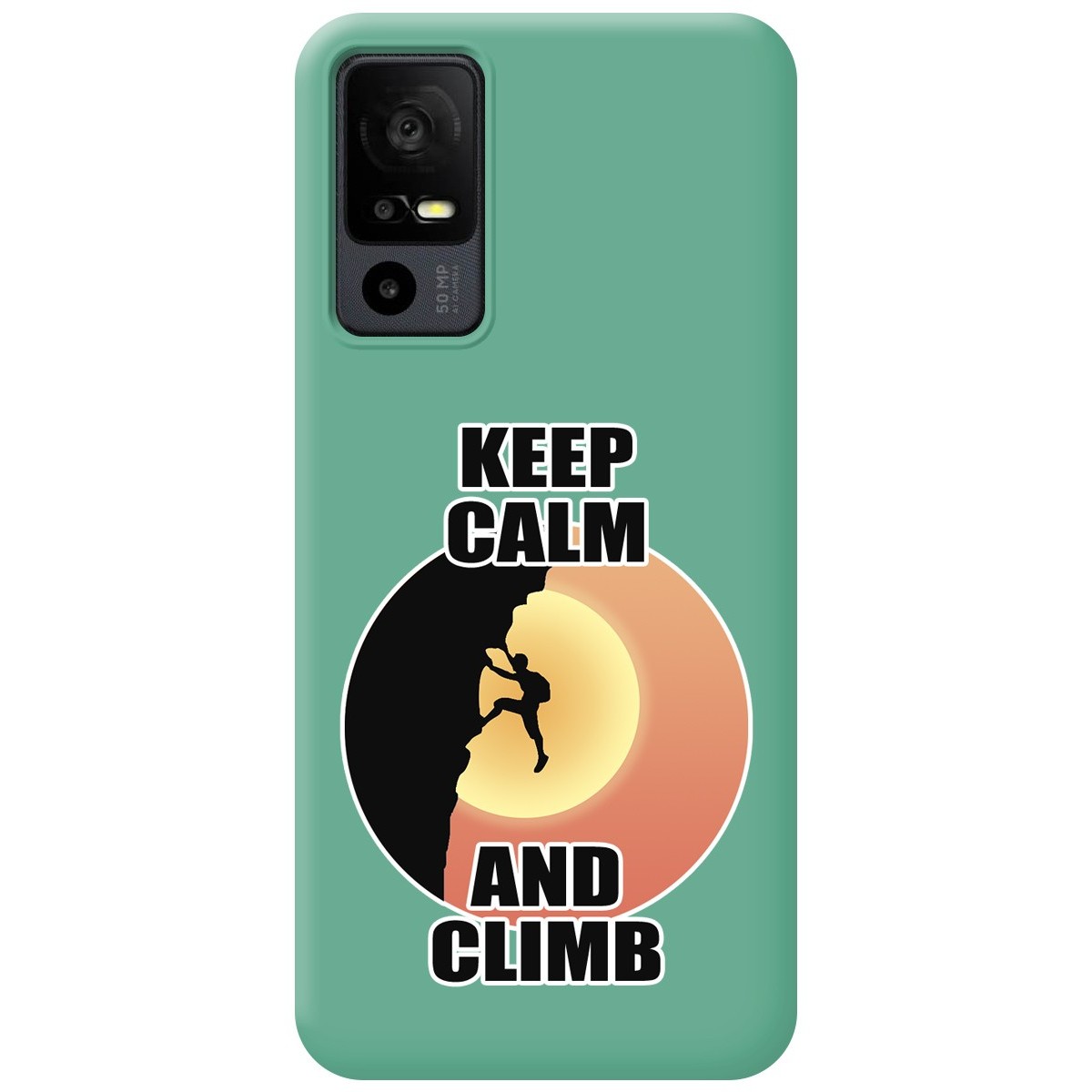 Funda Silicona Líquida Verde para TCL 40 R 5G diseño Hombre Escalada Dibujos