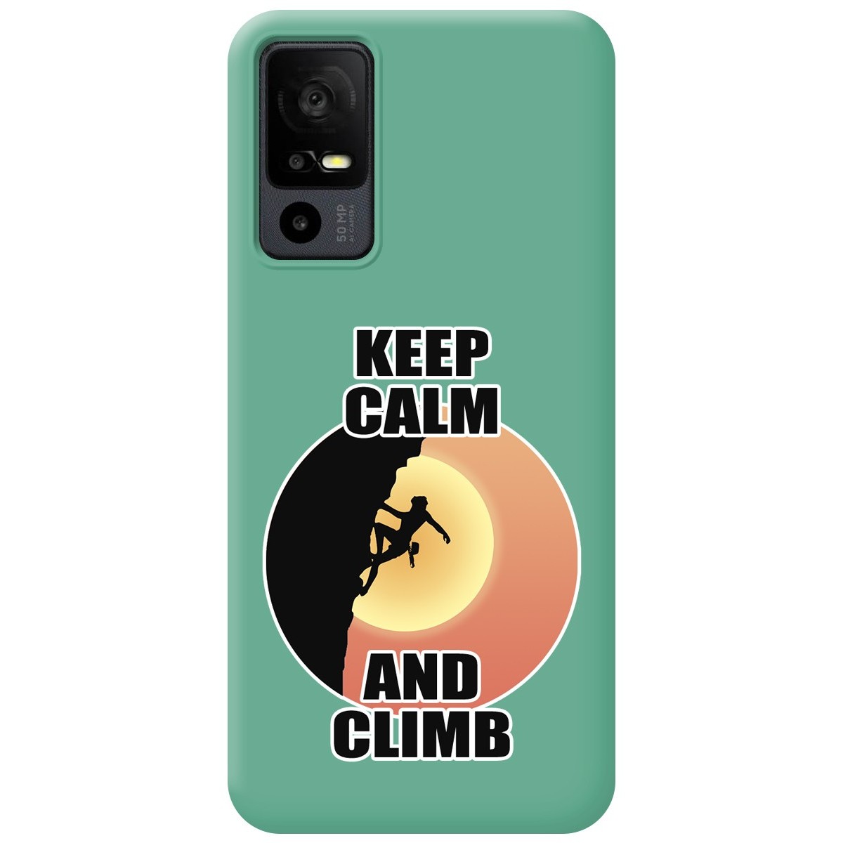 Funda Silicona Líquida Verde para TCL 40 R 5G diseño Mujer Escalada Dibujos