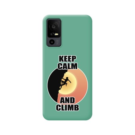 Funda Silicona Líquida Verde para TCL 40 R 5G diseño Mujer Escalada Dibujos
