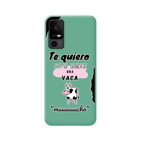 Funda Silicona Líquida Verde para TCL 40 R 5G diseño Vaca Dibujos