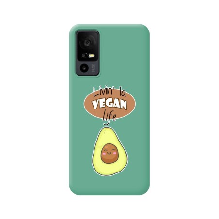 Funda Silicona Líquida Verde para TCL 40 R 5G diseño Vegan Life Dibujos