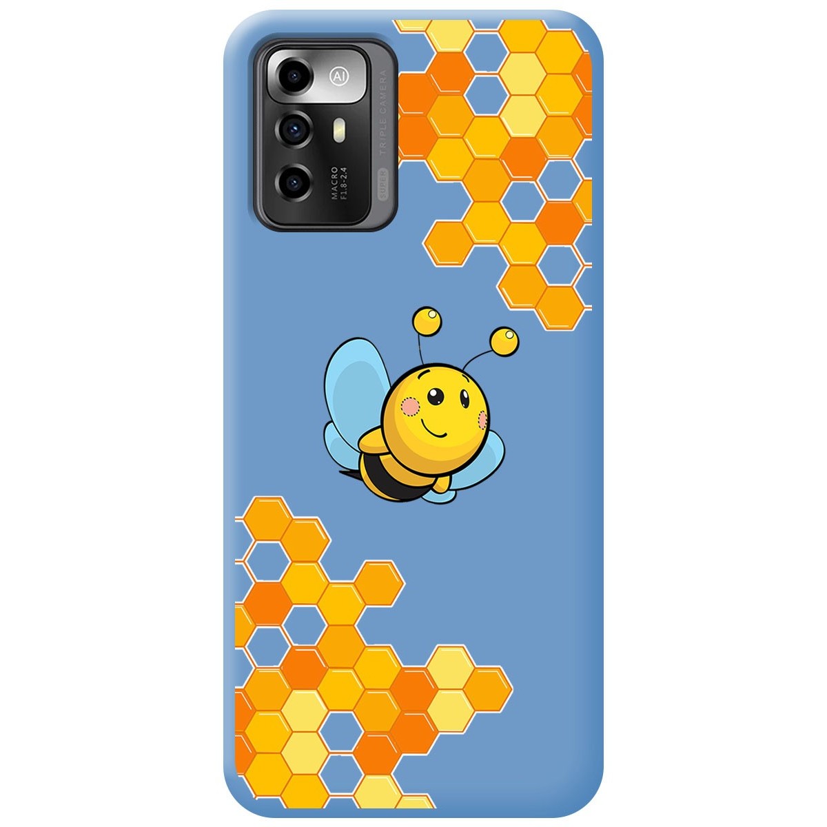 Funda Silicona Líquida Azul para Zte Blade A72 5G diseño Abeja Dibujos