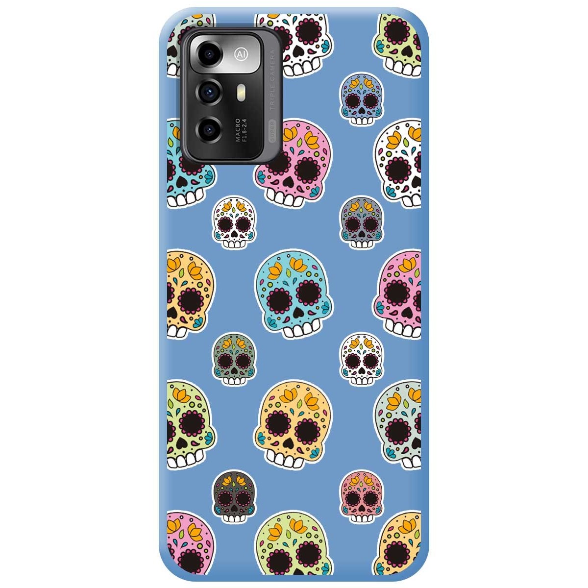 Funda Silicona Líquida Azul para Zte Blade A72 5G diseño Catrina Dibujos