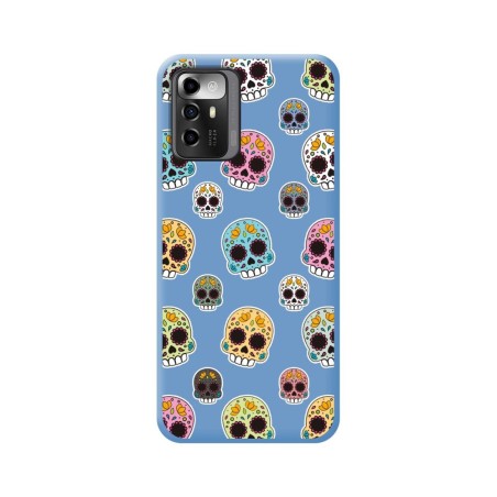 Funda Silicona Líquida Azul para Zte Blade A72 5G diseño Catrina Dibujos