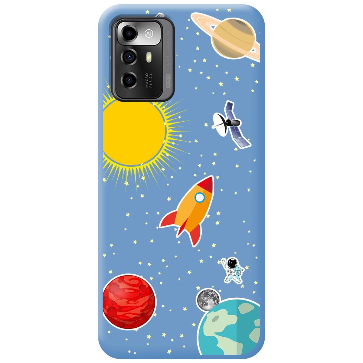 Funda Silicona Líquida Azul para Zte Blade A72 5G diseño Espacio Dibujos