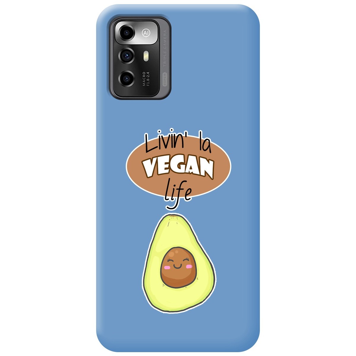 Funda Silicona Líquida Azul para Zte Blade A72 5G diseño Vegan Life Dibujos