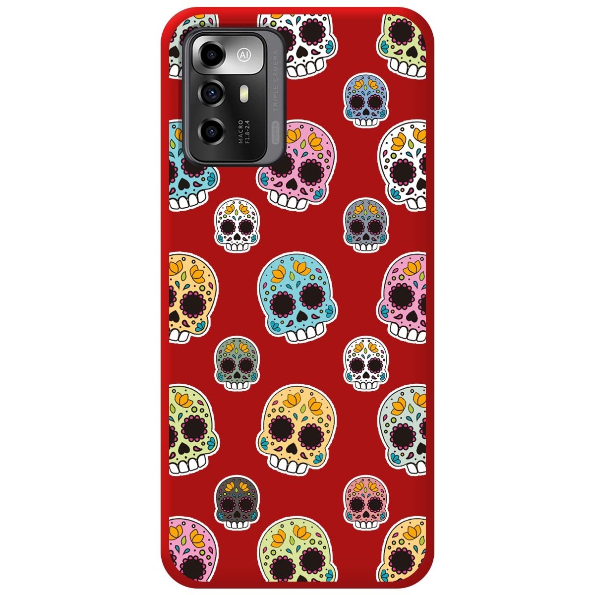 Funda Silicona Líquida Roja para Zte Blade A72 5G diseño Catrina Dibujos