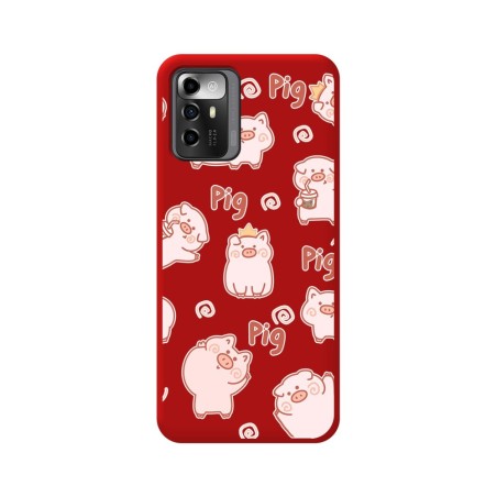 Funda Silicona Líquida Roja para Zte Blade A72 5G diseño Cerdos Dibujos