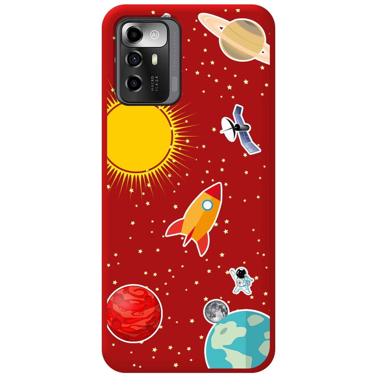 Funda Silicona Líquida Roja para Zte Blade A72 5G diseño Espacio Dibujos