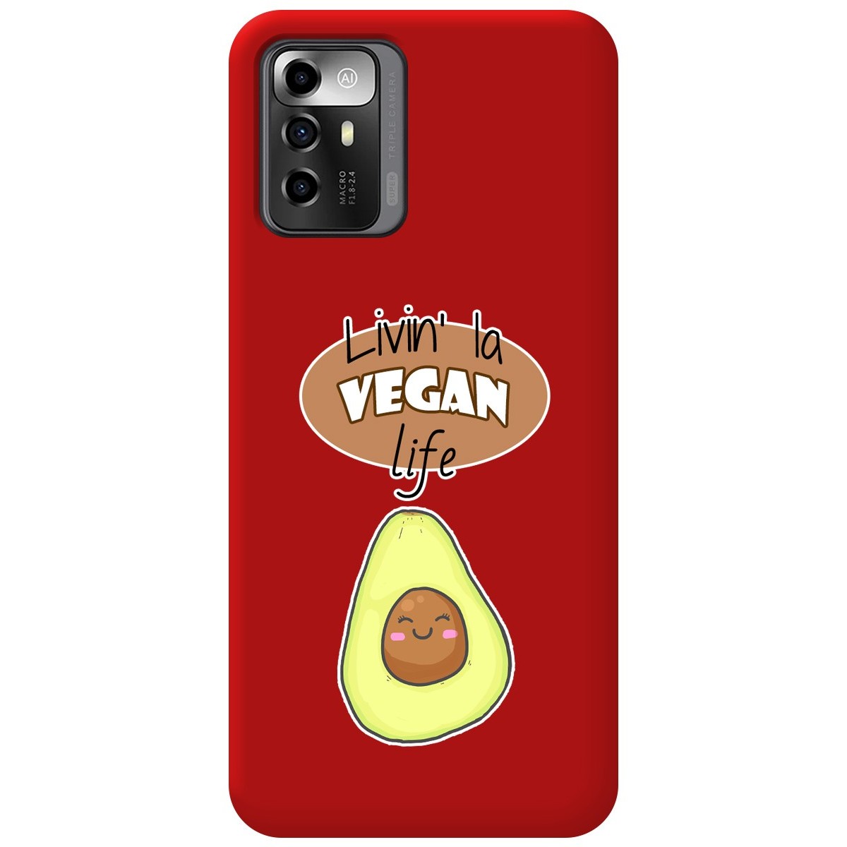Funda Silicona Líquida Roja para Zte Blade A72 5G diseño Vegan Life Dibujos