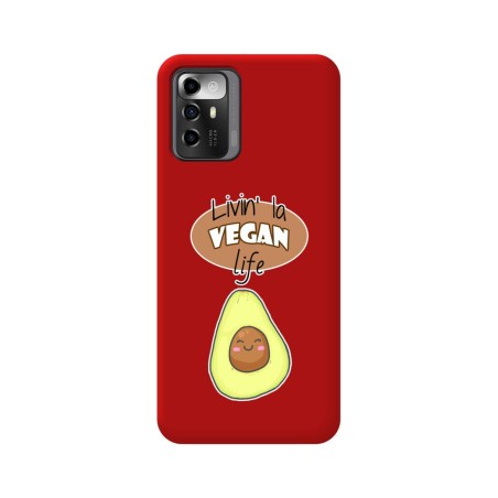 Funda Silicona Líquida Roja para Zte Blade A72 5G diseño Vegan Life Dibujos