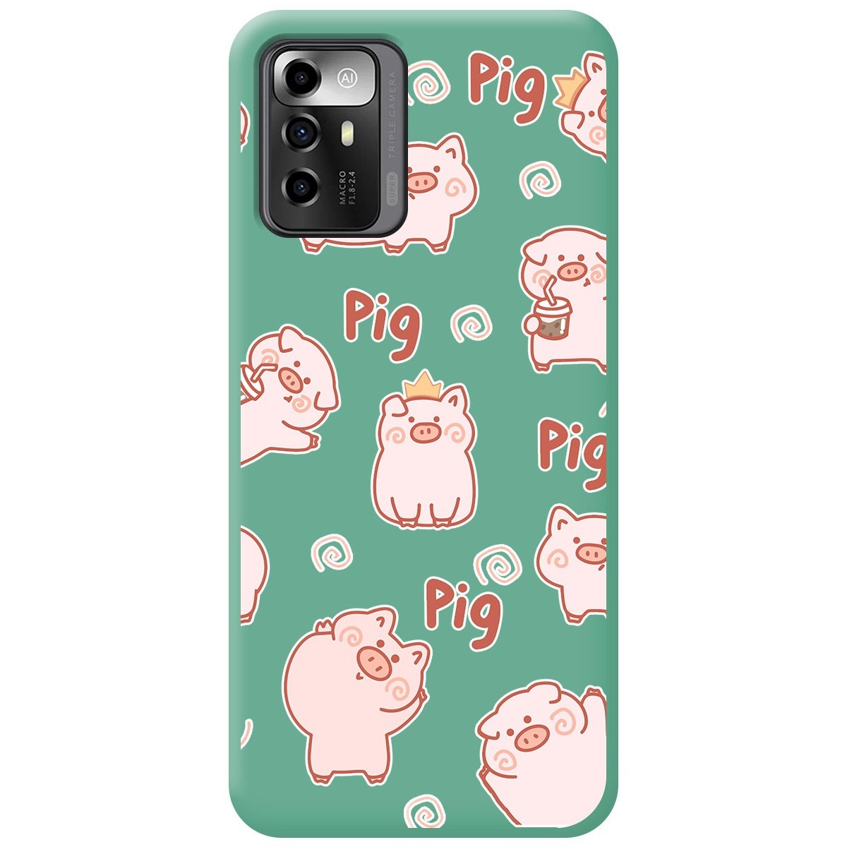 Funda Silicona Líquida Verde para Zte Blade A72 5G diseño Cerdos Dibujos