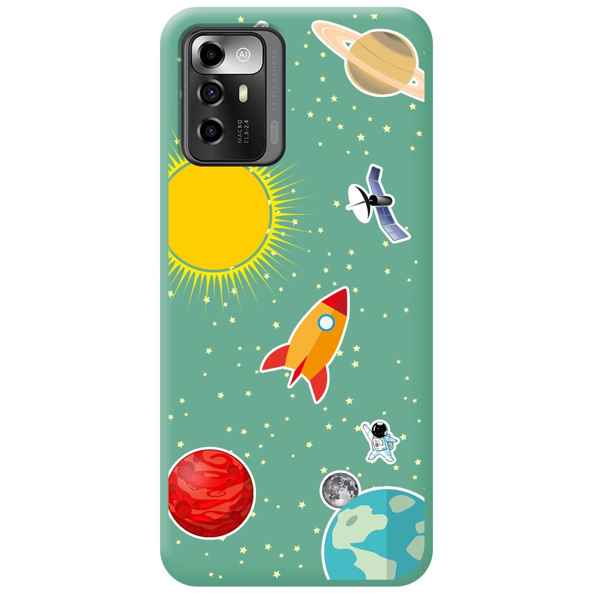 Funda Silicona Líquida Verde para Zte Blade A72 5G diseño Espacio Dibujos