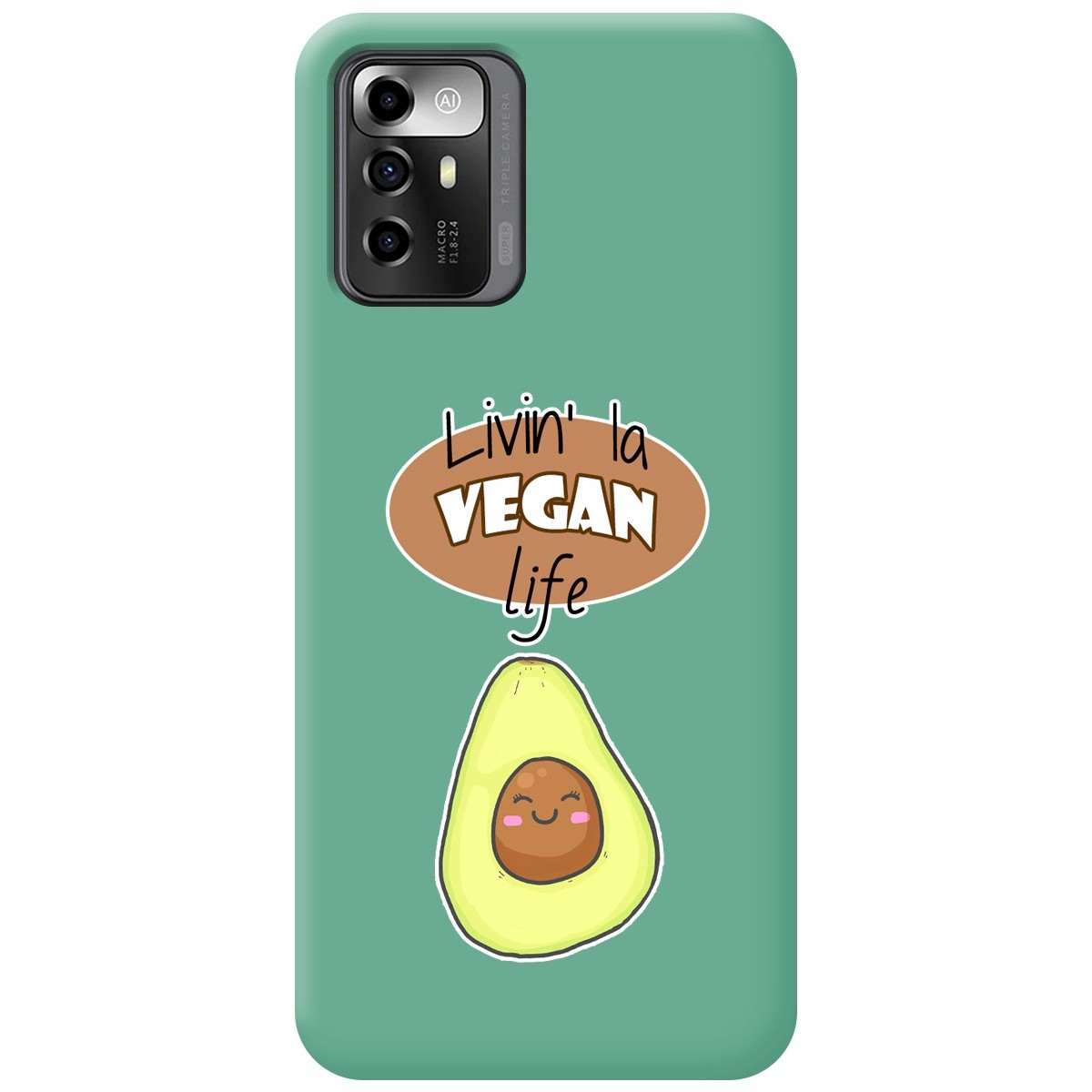 Funda Silicona Líquida Verde para Zte Blade A72 5G diseño Vegan Life Dibujos
