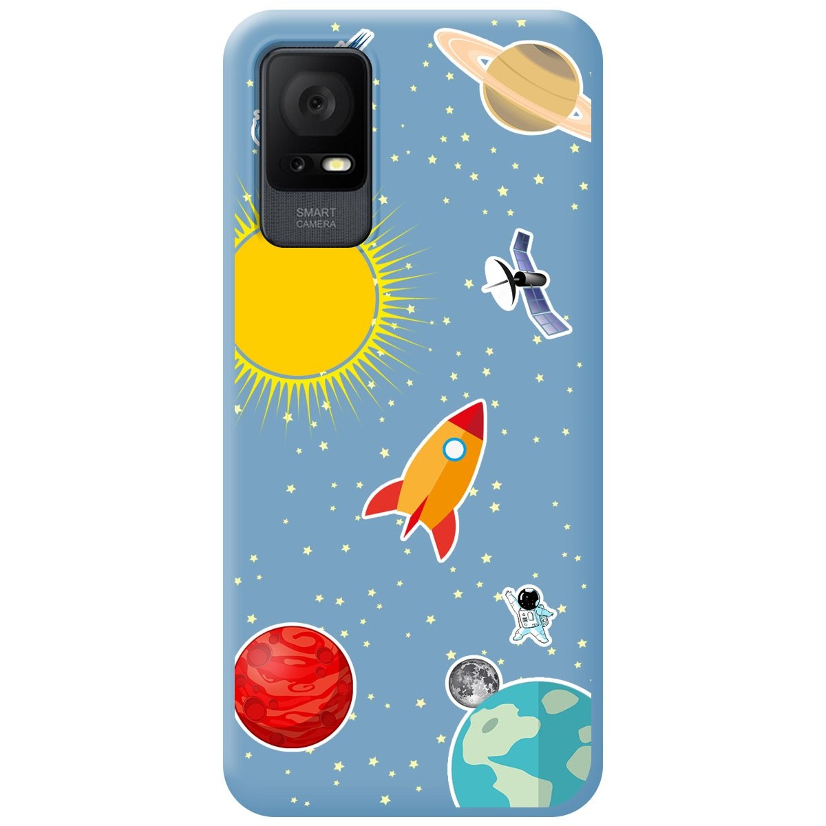 Funda Silicona Líquida Azul para TCL 405 diseño Espacio Dibujos