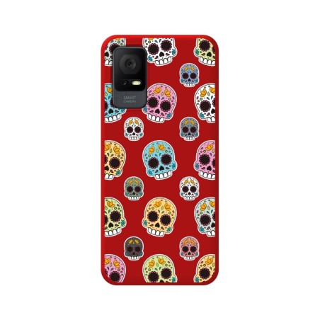 Funda Silicona Líquida Roja para TCL 405 diseño Catrina Dibujos