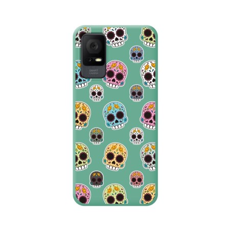 Funda Silicona Líquida Verde para TCL 405 diseño Catrina Dibujos