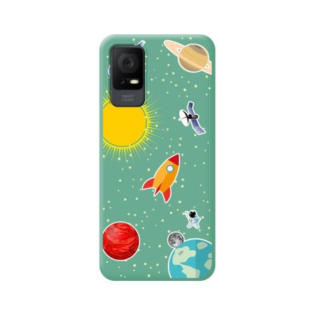 Funda Silicona Líquida Verde para TCL 405 diseño Espacio Dibujos