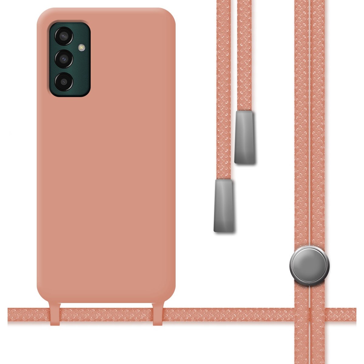 Funda Silicona Líquida con Cordón para Samsung Galaxy M13 4G color Rosa