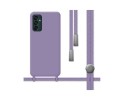 Funda Silicona Líquida con Cordón para Samsung Galaxy M13 4G color Morada