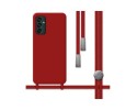 Funda Silicona Líquida con Cordón para Samsung Galaxy M13 4G color Roja