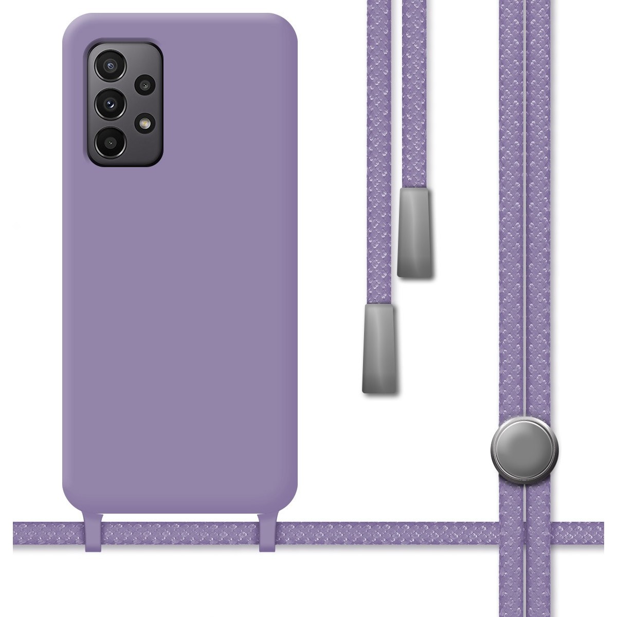 Funda Silicona Líquida con Cordón para Samsung Galaxy A23 5G color Morada