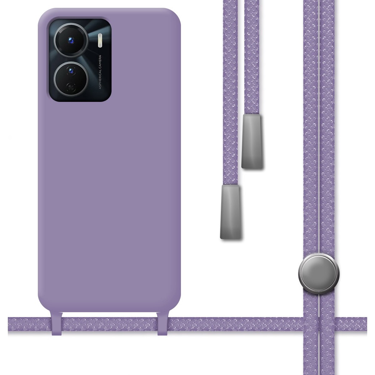 Funda Silicona Líquida con Cordón para Vivo Y16 color Morada