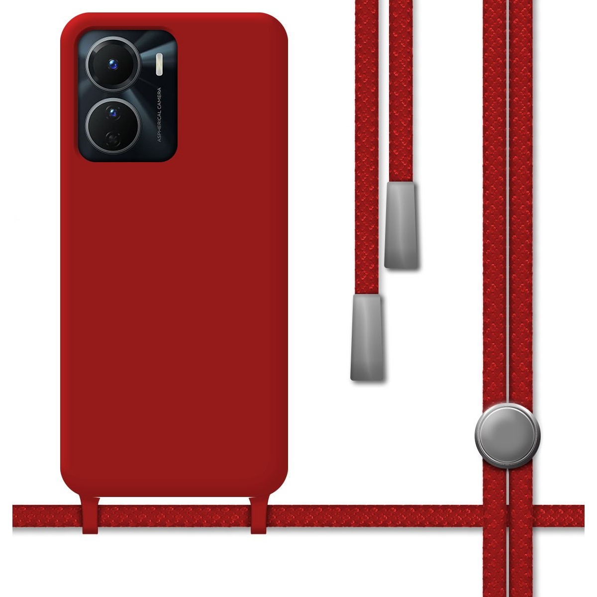 Funda Silicona Líquida con Cordón para Vivo Y16 color Roja
