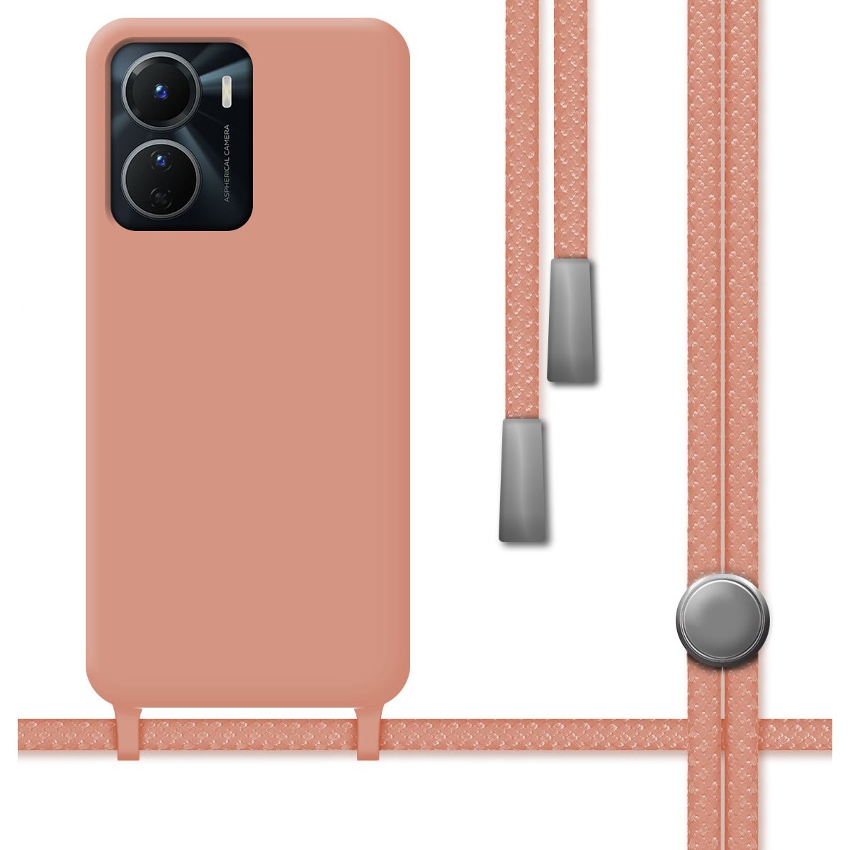 Funda Silicona Líquida con Cordón para Vivo Y16 color Rosa