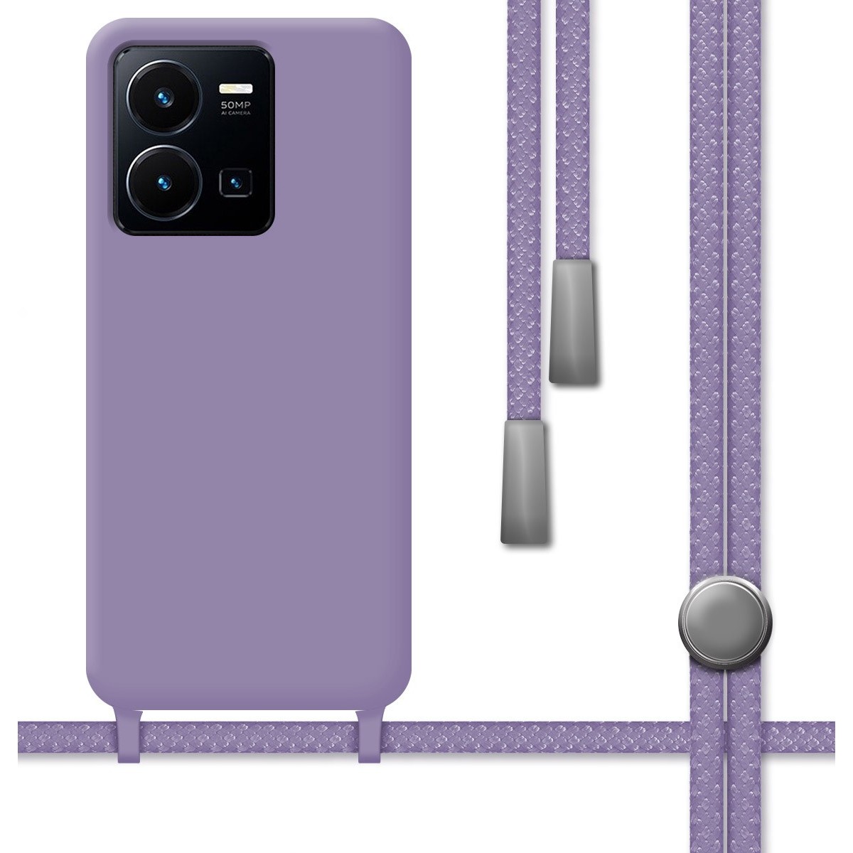 Funda Silicona Líquida con Cordón para Vivo Y35 / Y22s color Morada