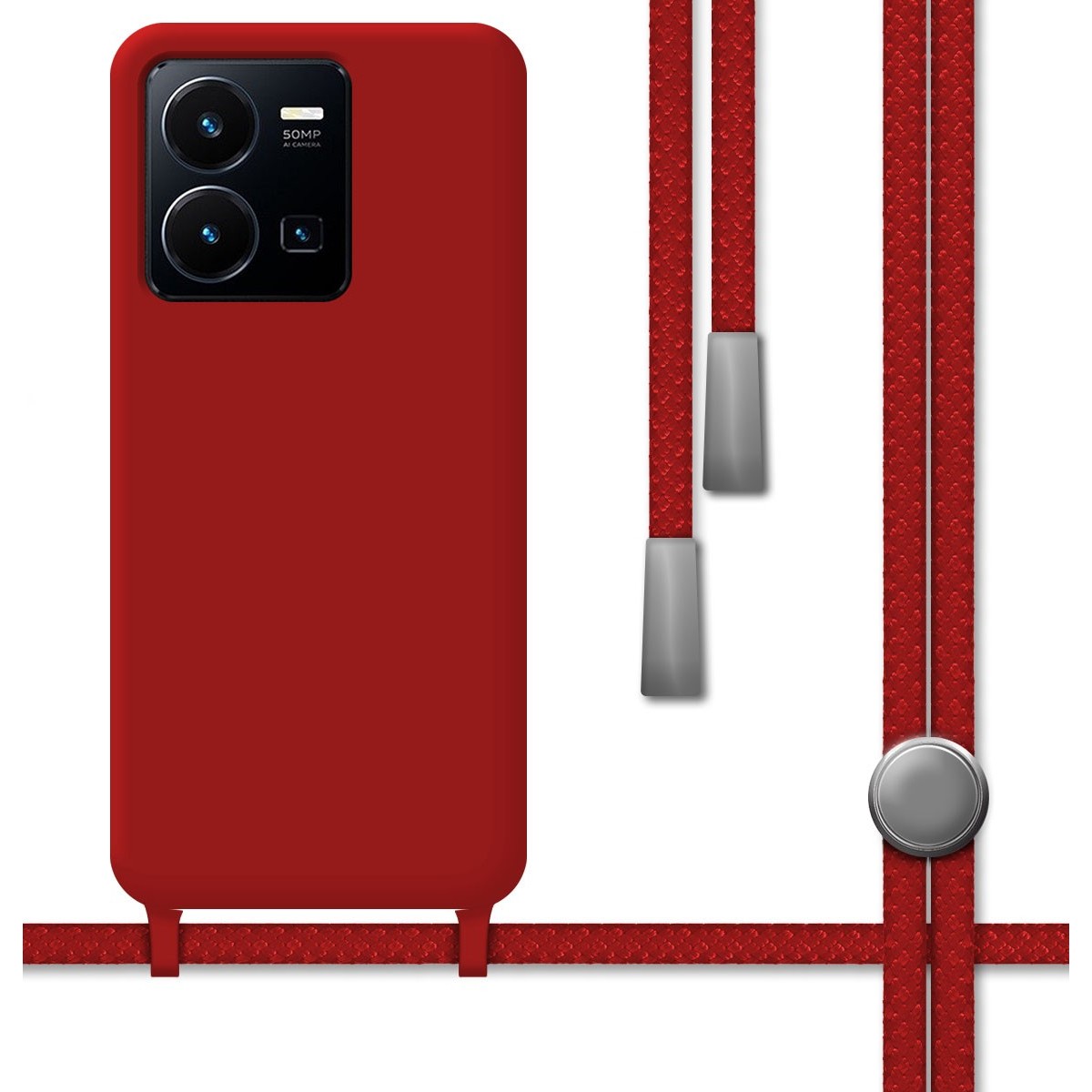 Funda Silicona Líquida con Cordón para Vivo Y35 / Y22s color Roja