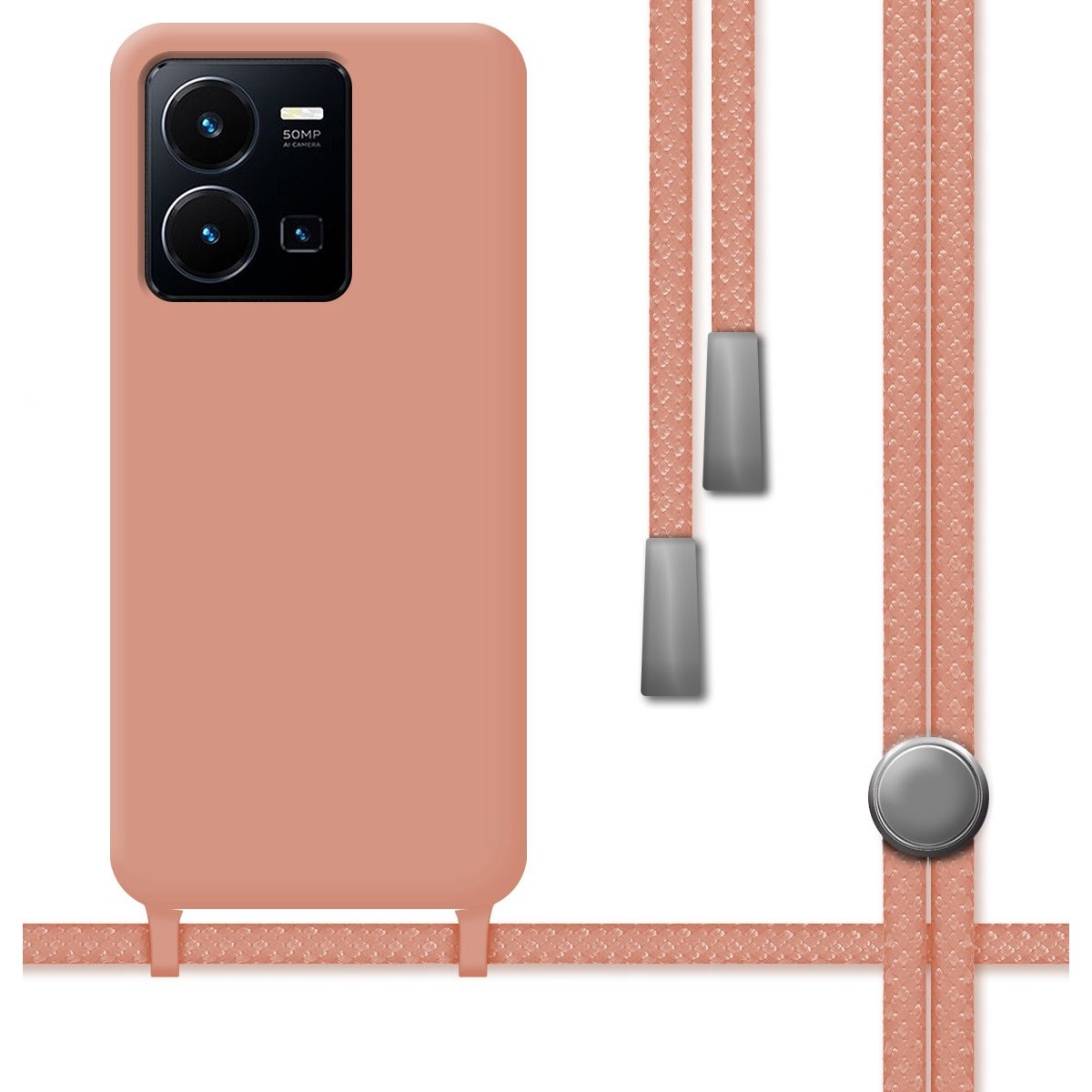 Funda Silicona Líquida con Cordón para Vivo Y35 / Y22s color Rosa