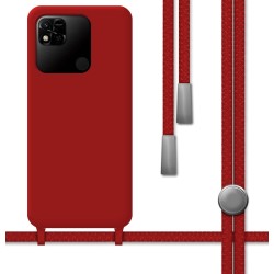 Funda Silicona Líquida con Cordón para Xiaomi Redmi 10A color Roja