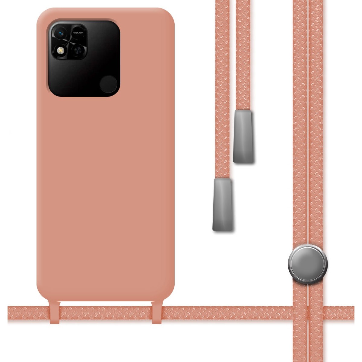 Xiaomi Redmi 10A Funda Silicona Líquida con cordón color Rosa