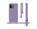 Funda Silicona Líquida con Cordón para Xiaomi Redmi A1 color Morada