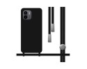 Funda Silicona Líquida con Cordón para Xiaomi Redmi A1 color Negra