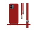 Funda Silicona Líquida con Cordón para Xiaomi Redmi A1 color Roja