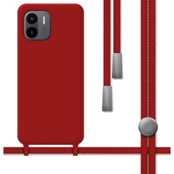 Funda Silicona Líquida con Cordón para Xiaomi Redmi A1 color Roja