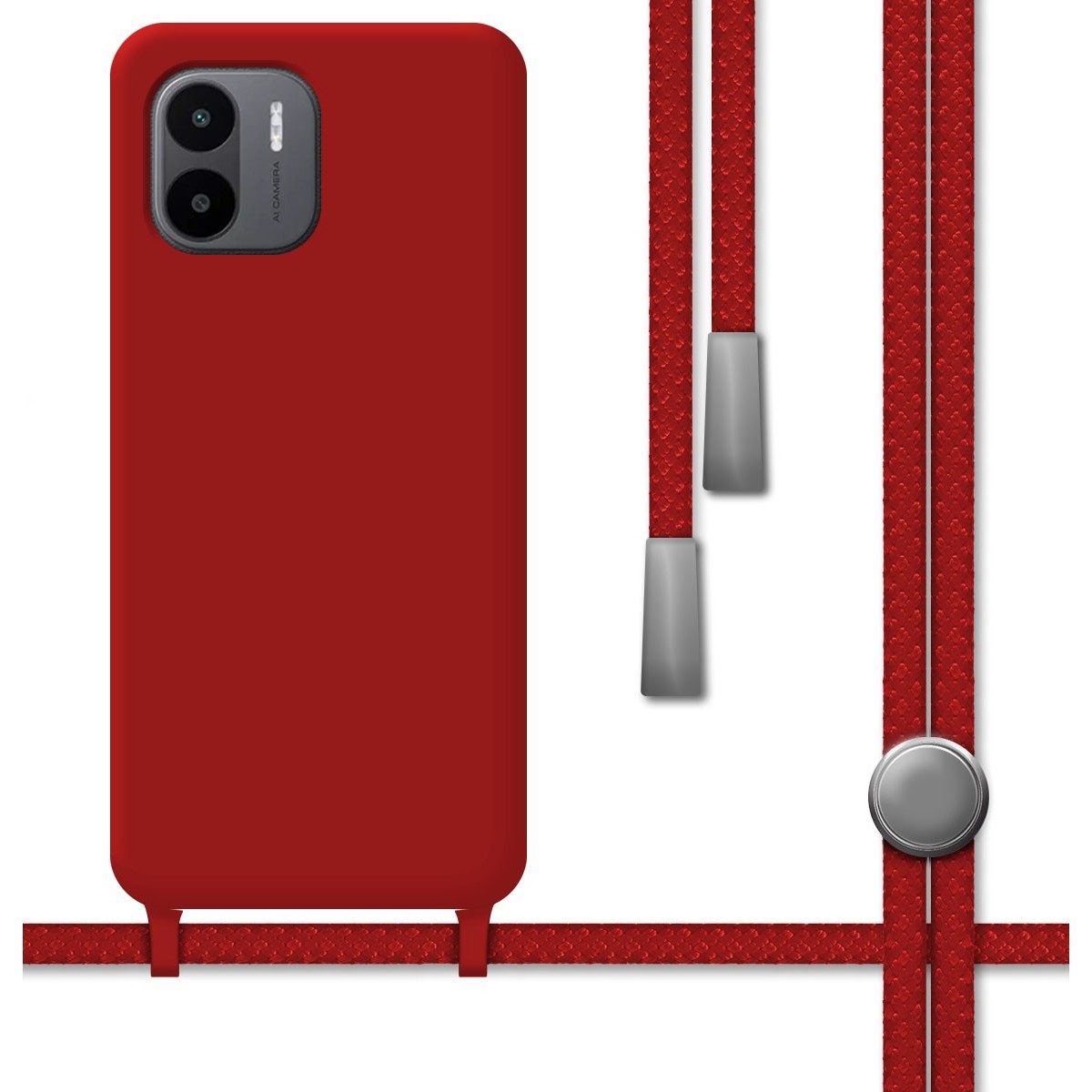 Funda Silicona Líquida con Cordón para Xiaomi Redmi A1 color Roja