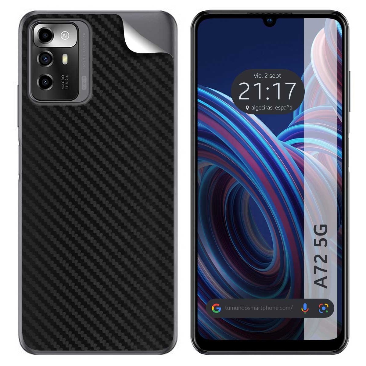 Pegatina Vinilo Autoadhesiva Textura Carbono para ZTE Blade A72 5G